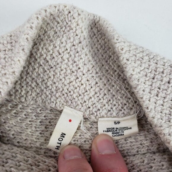 Anthropologie MOTH Ceres Mockneck Sweater Womens Small Beige Cashmere Blend - Picture 8 of 11